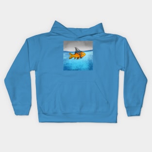 Attitude is everything! Goldfish with a shark fin. Kids Hoodie